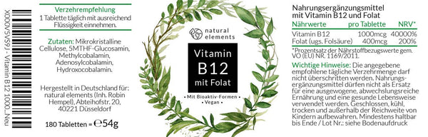 Vitamin B12 Depot- Pillen - 1000µg - Kombipräparat