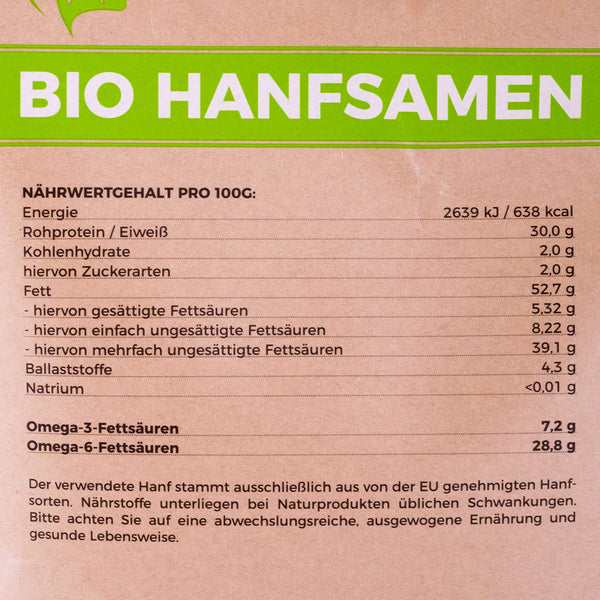 Bio Hanfsamen, geschält, 1 kg Vorratspackung